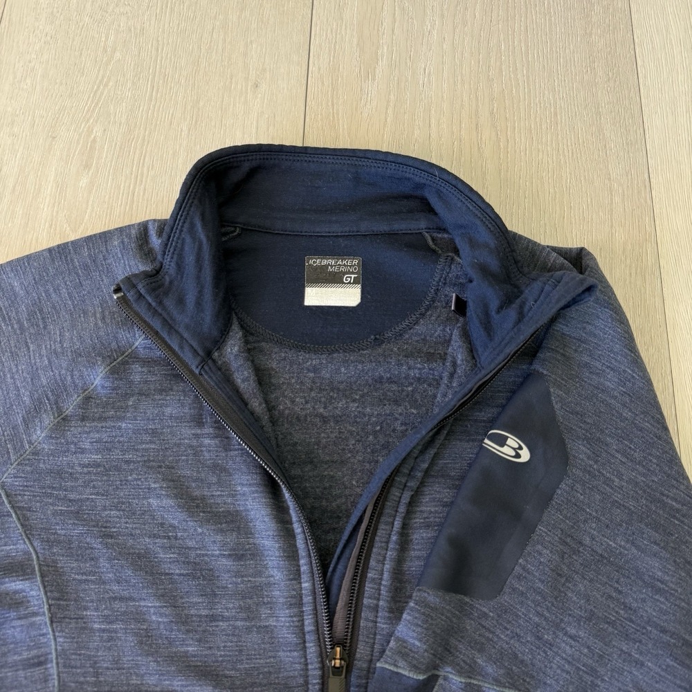 Icebreaker GT Merino Wool Full Zip Up Jacket Women's M Medium Blue Pockets
